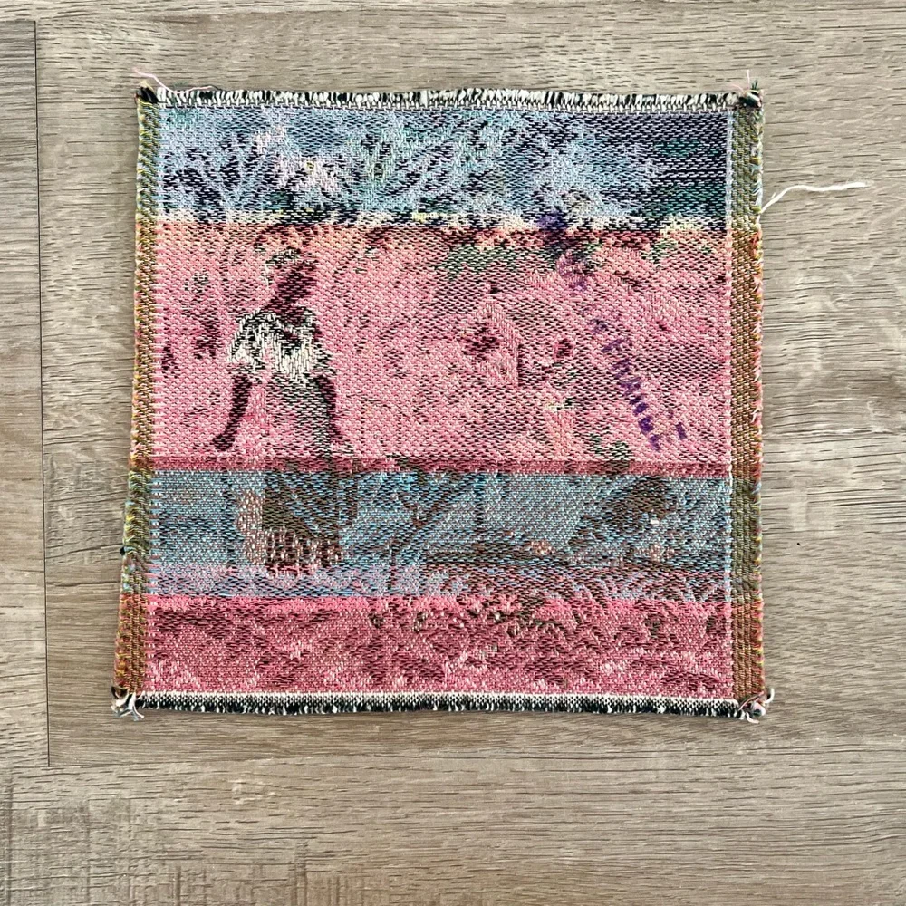 Vintage Needlepoint Classic Made in France Square Tapestry Fabric Garden 7” x 7”